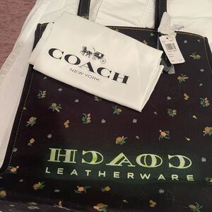 Coach Brown and Green Canvas Tote Bag with Classic Design